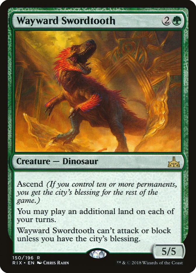 Wayward Swordtooth • Creature — Dinosaur (Rivals of Ixalan) - MTG 