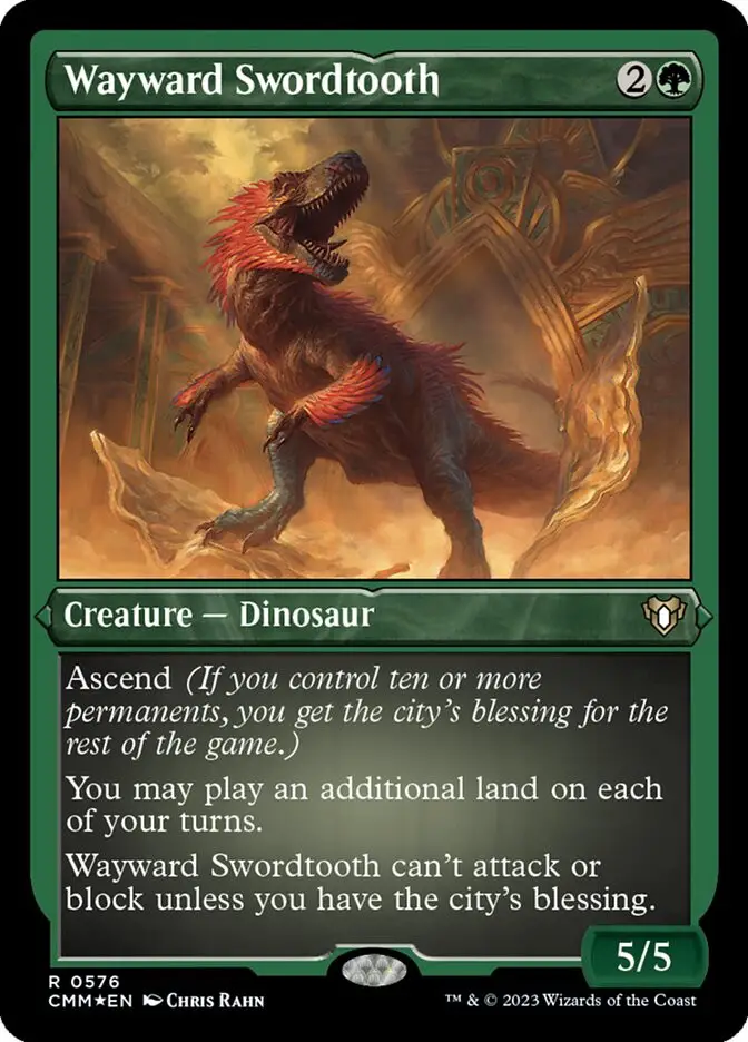 Wayward Swordtooth • Creature — Dinosaur (Commander Masters) - MTG Assist